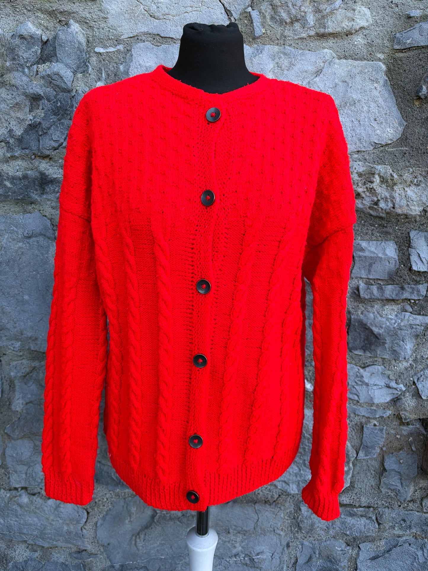 90s red cardigan uk 10-12