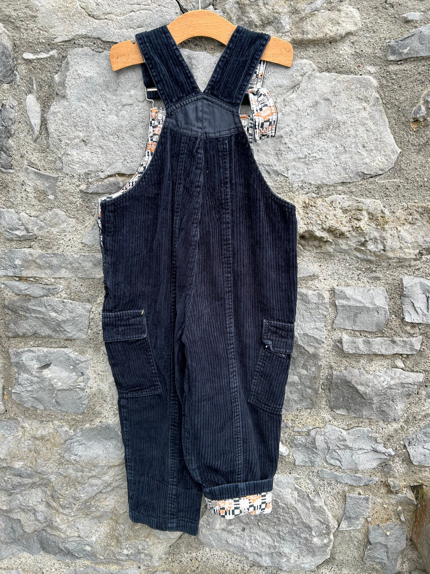 Y2K navy cord dungarees 5y (110cm)