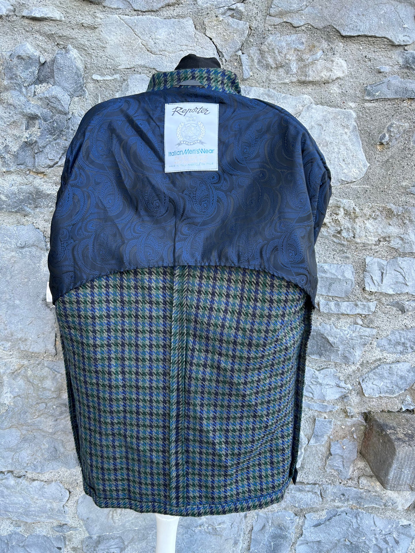 80s Blue&grey herringbone jacket S/M
