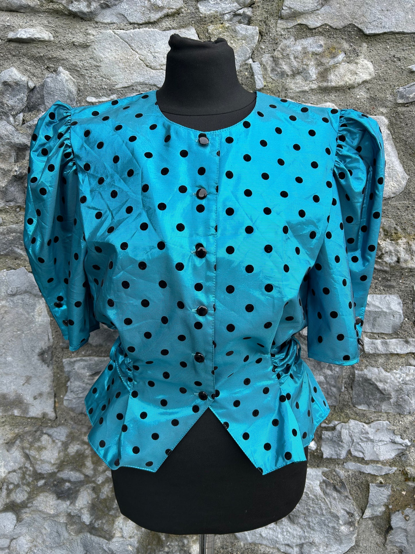 80s spotty teal blouse uk 10