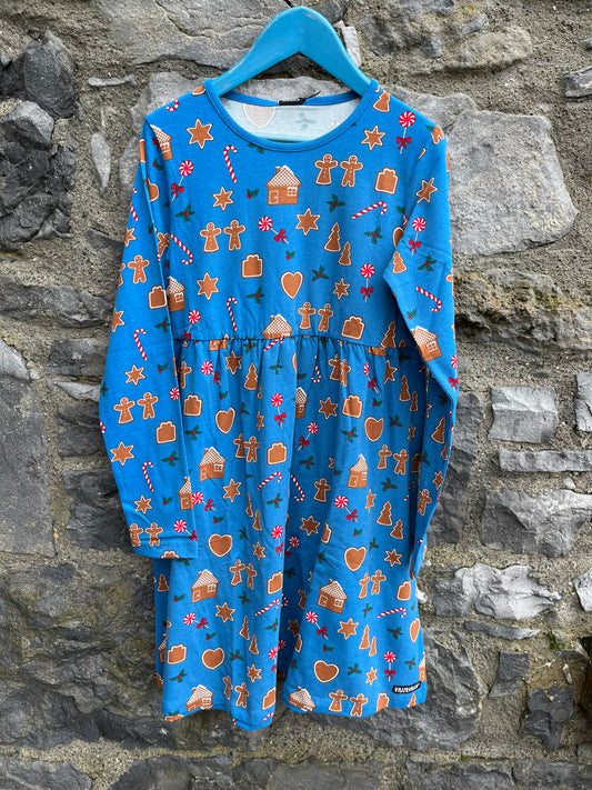 Gingerbread flared blue dress   11y (146cm)