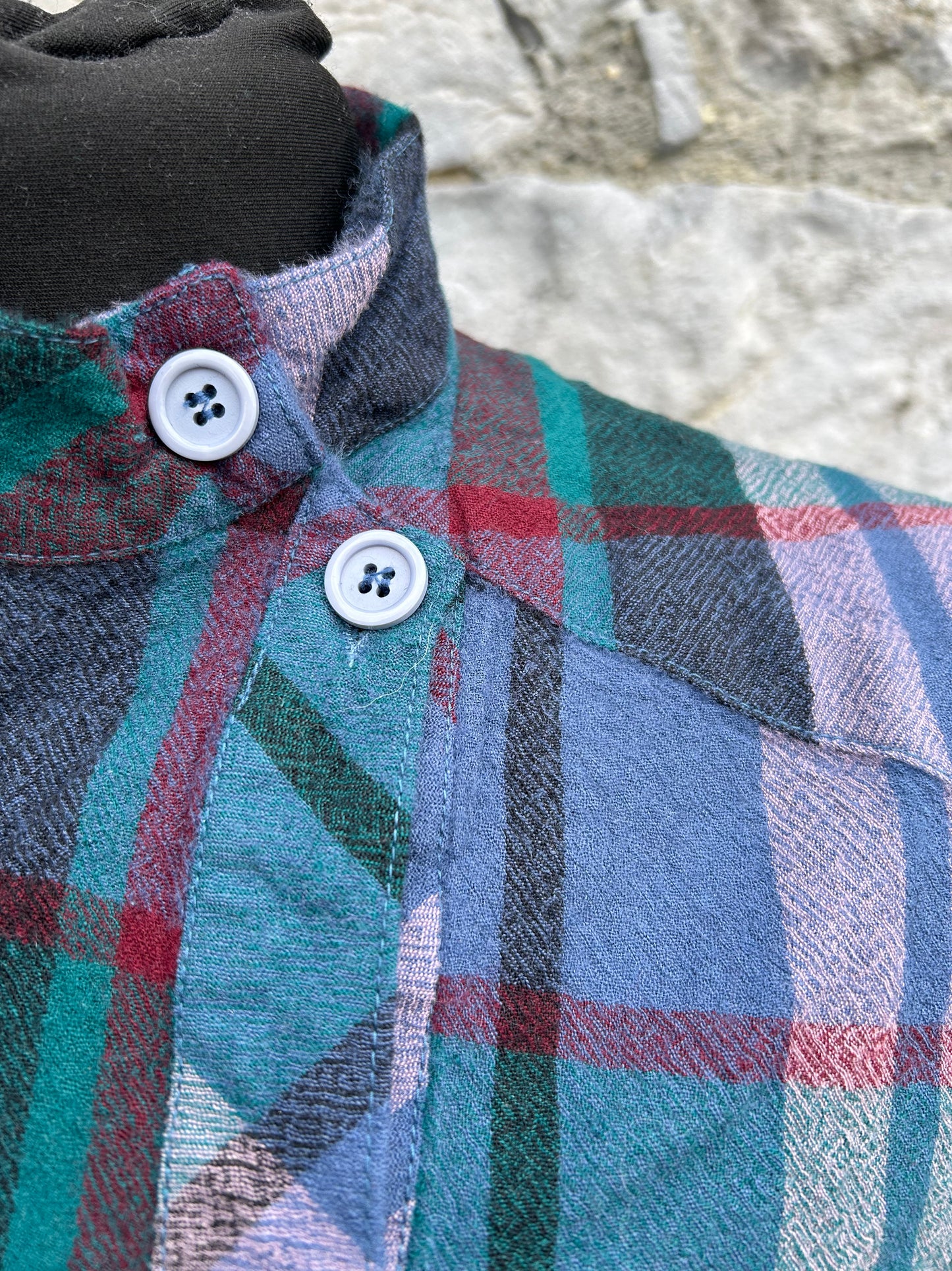80s plaid midi dress with a high collar uk 6-8