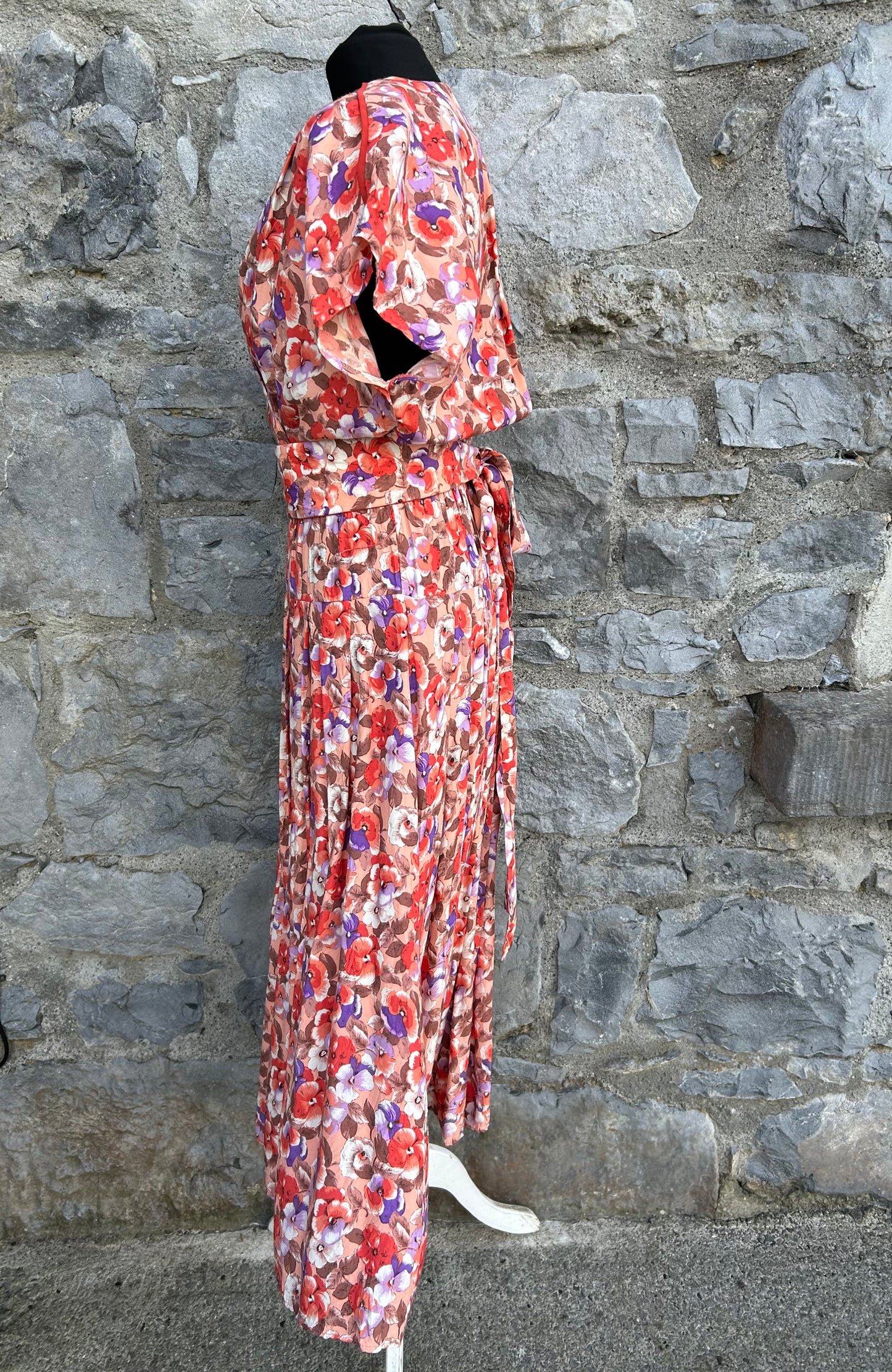 80s flowers peach dress uk 10-12