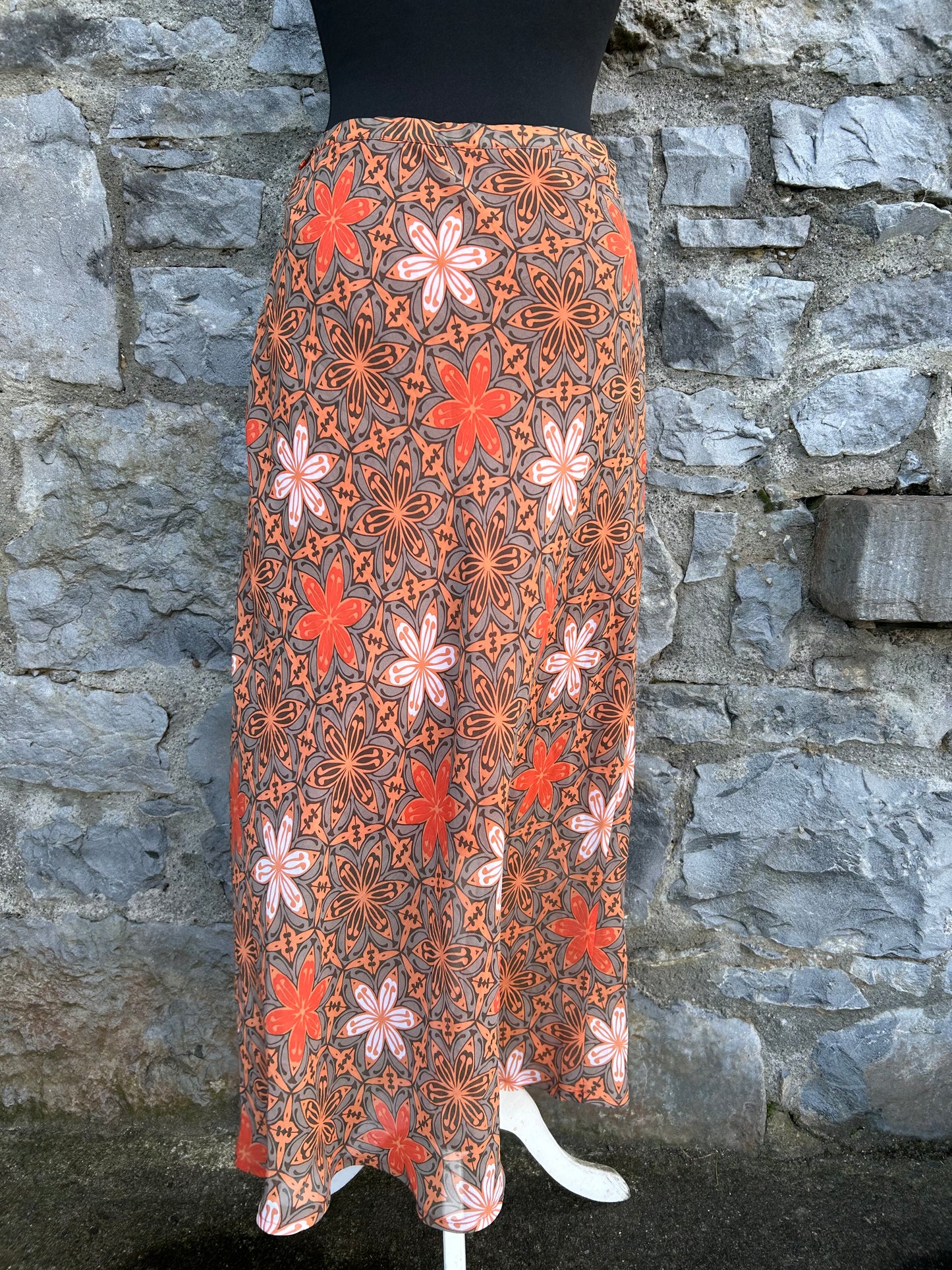 90s orange flowers maxi skirt uk 8-10