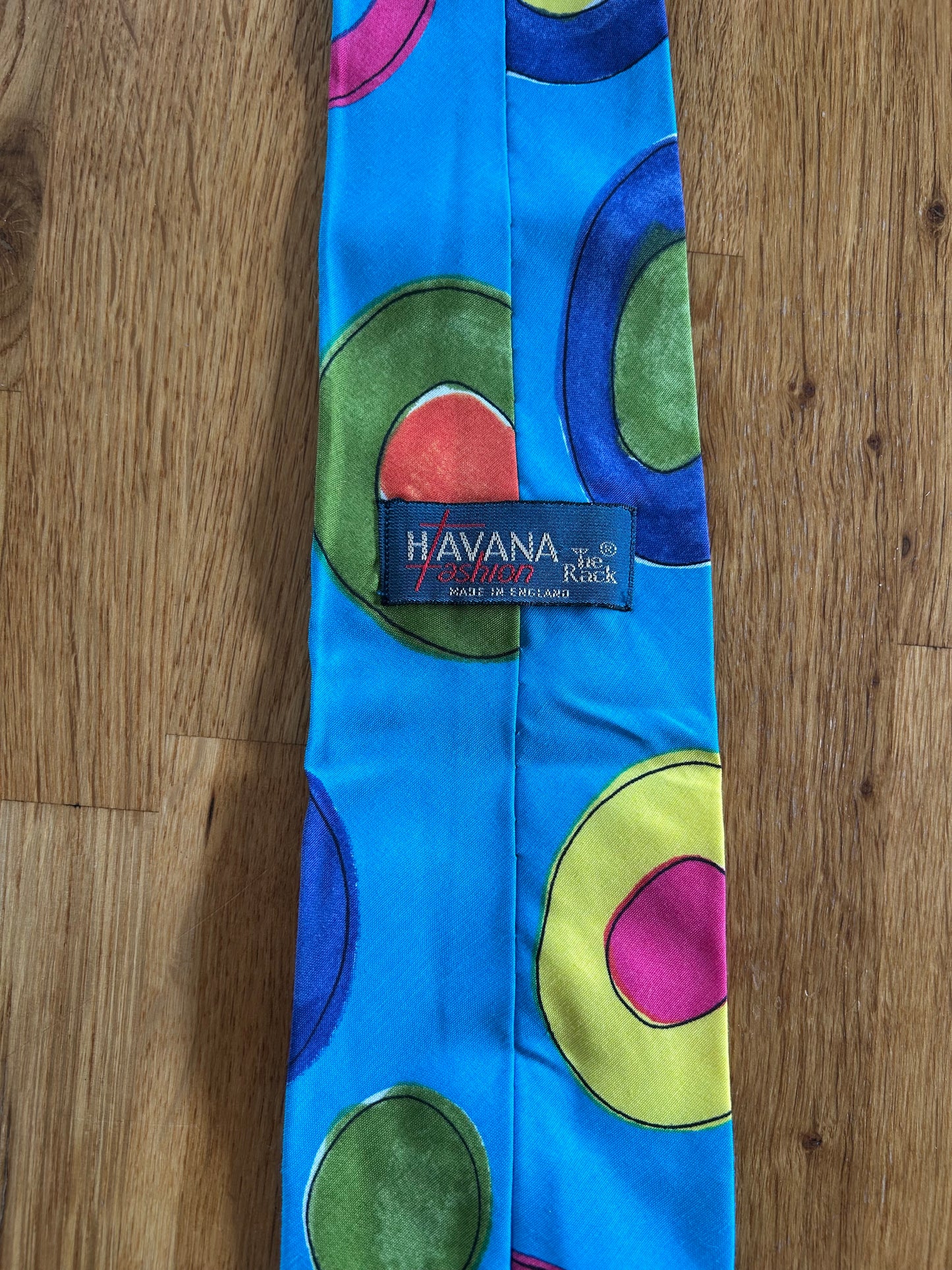 Blue and colourful circle tie