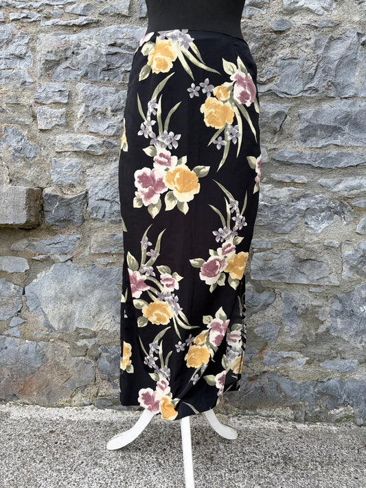 90s floral black skirt uk 8