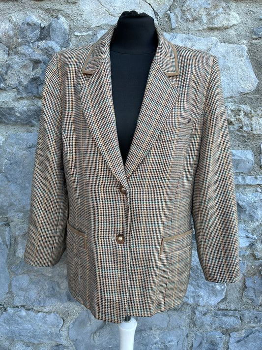 90s brown check jacket uk 12