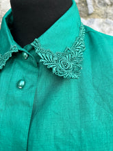 Load image into Gallery viewer, 80s emerald blouse uk 14
