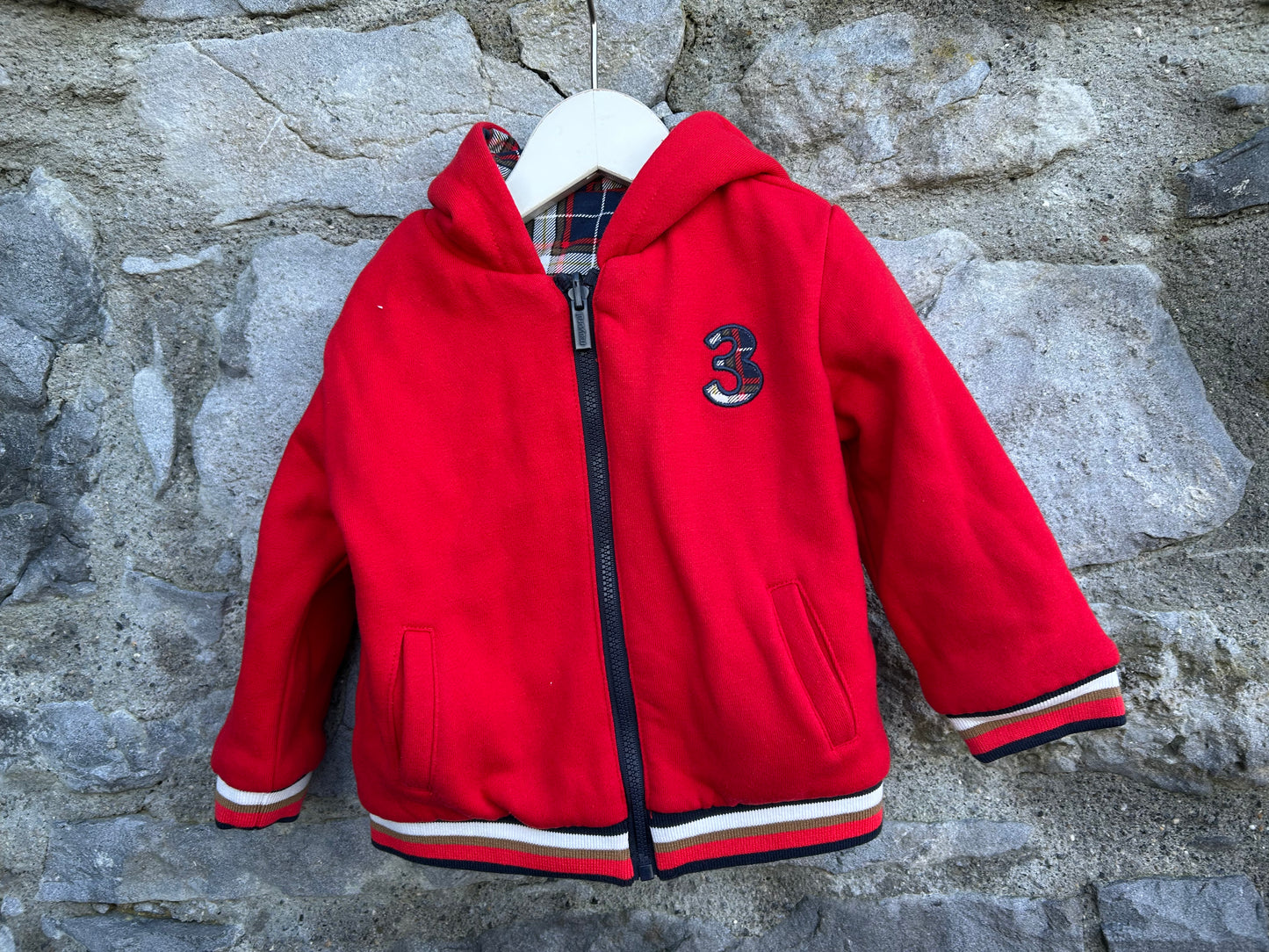 Reversible red&check hoodie  9-12m (74-80cm)