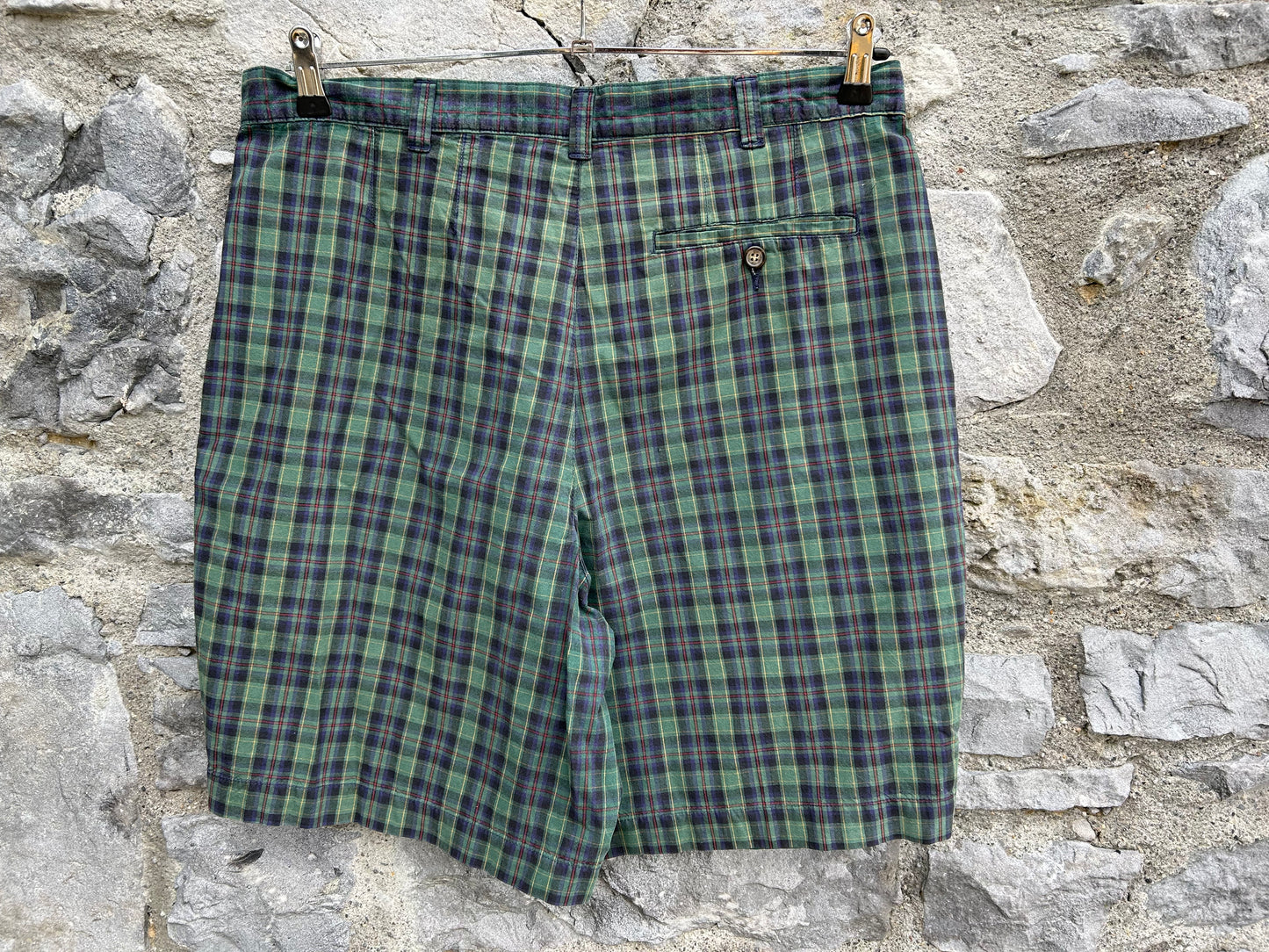 80s green check shorts L/XL