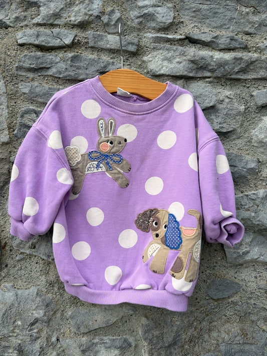 Animals mega dots purple sweatshirt  18-24m (86-92cm)