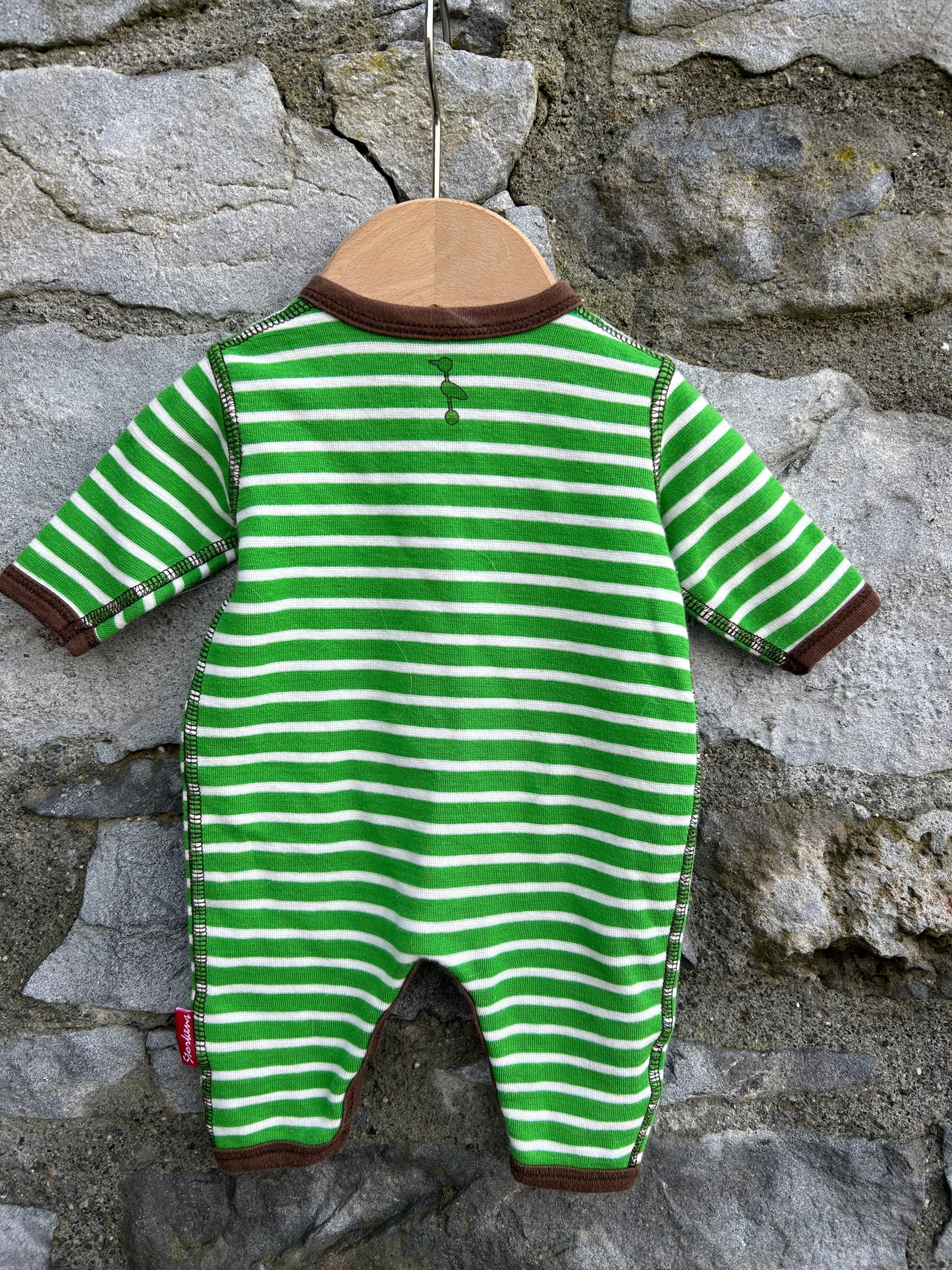 Reversible Green&blue stripy onesie  newborn (50cm)