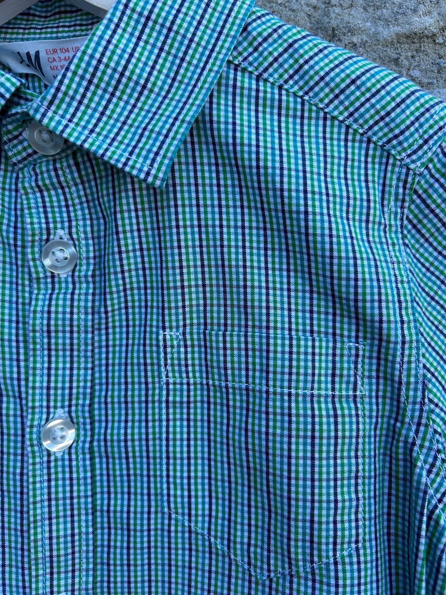 Green fine check shirt 3-4y (98-104cm)