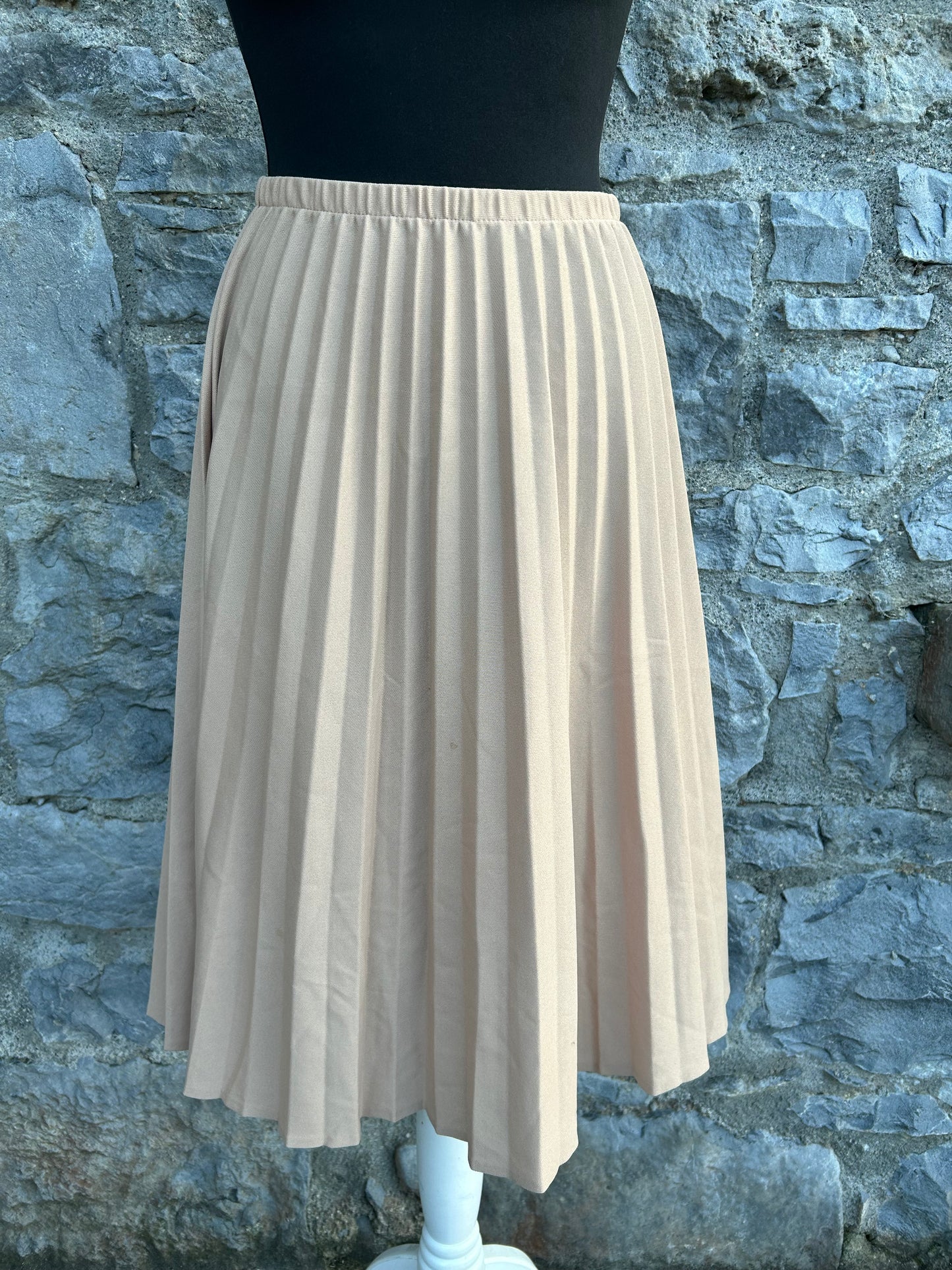 70s beige pleated skirt uk 8-10