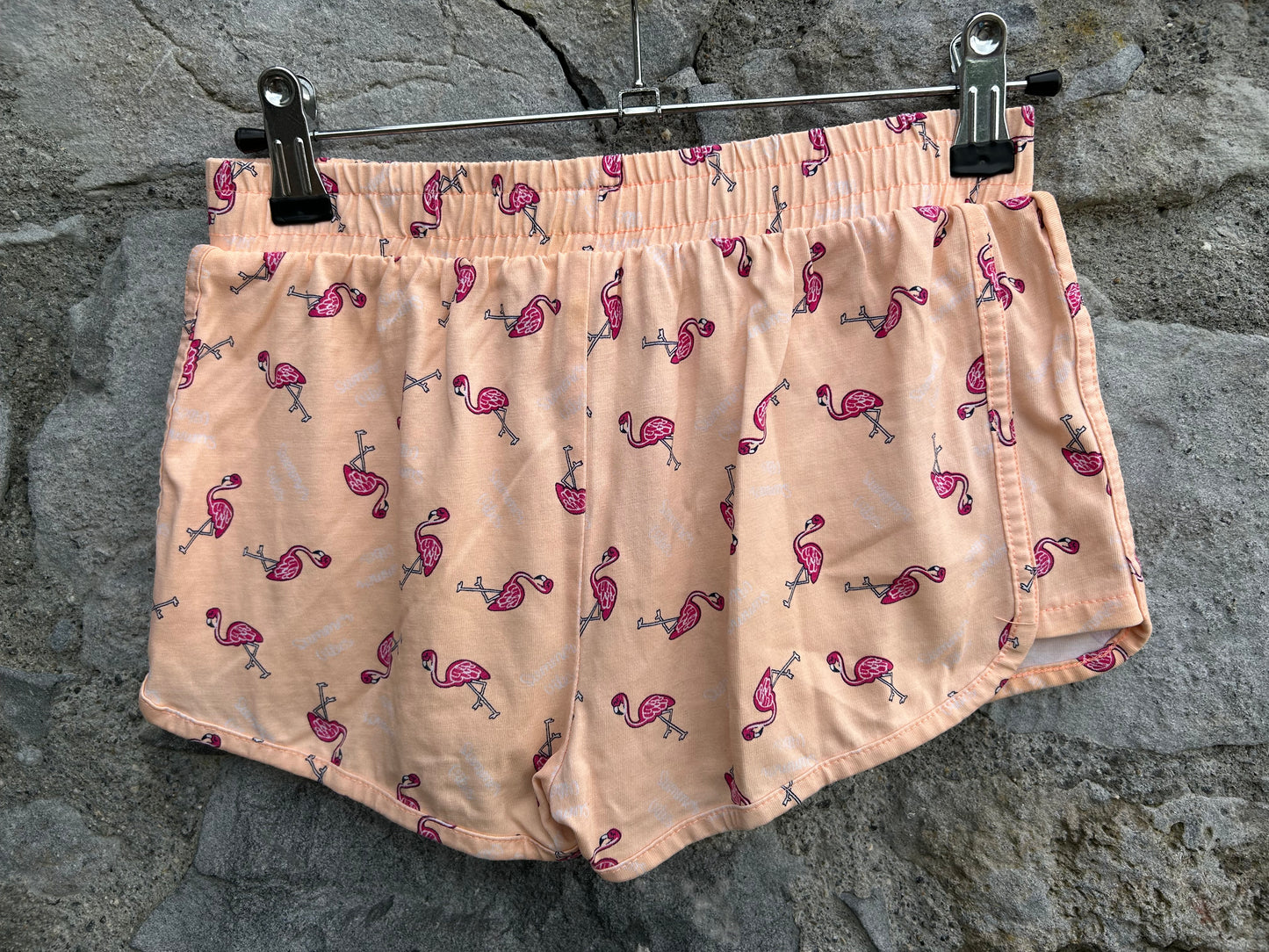Flamingos peach shorts  10y (140cm)