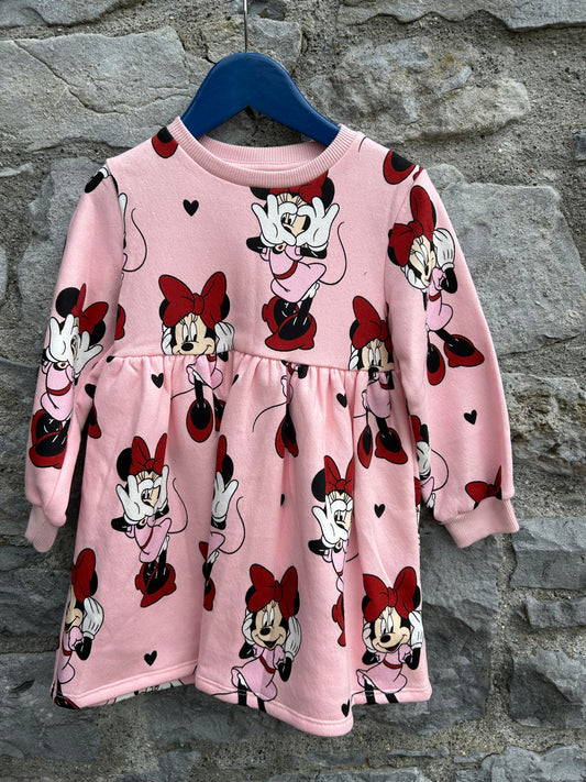 Minnie mouse pink sweat dress 3-4y (98-104cm)
