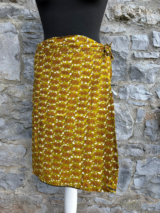 African print brown wrap skirt uk 10-14
