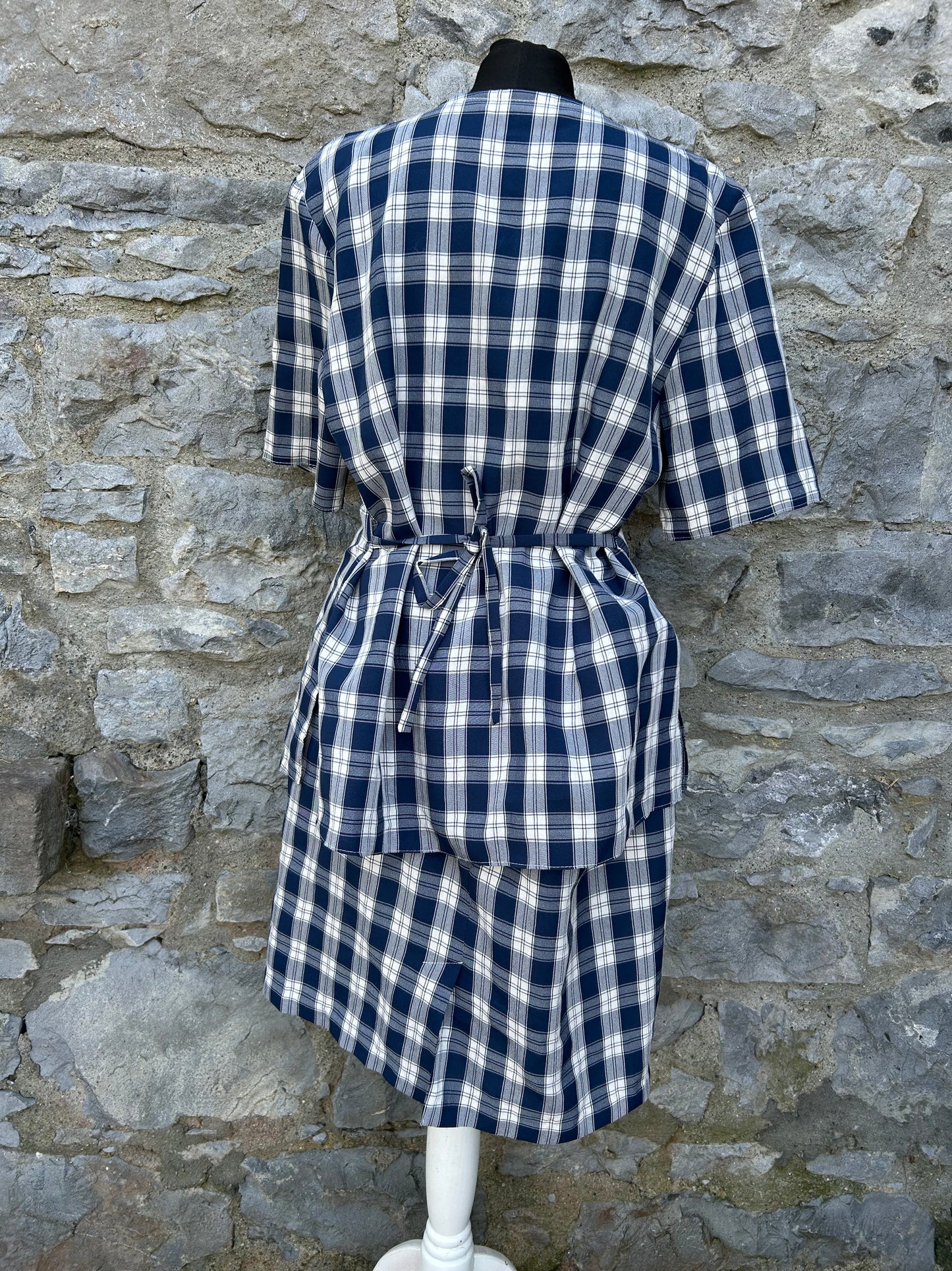 90s navy check suit uk 12-14