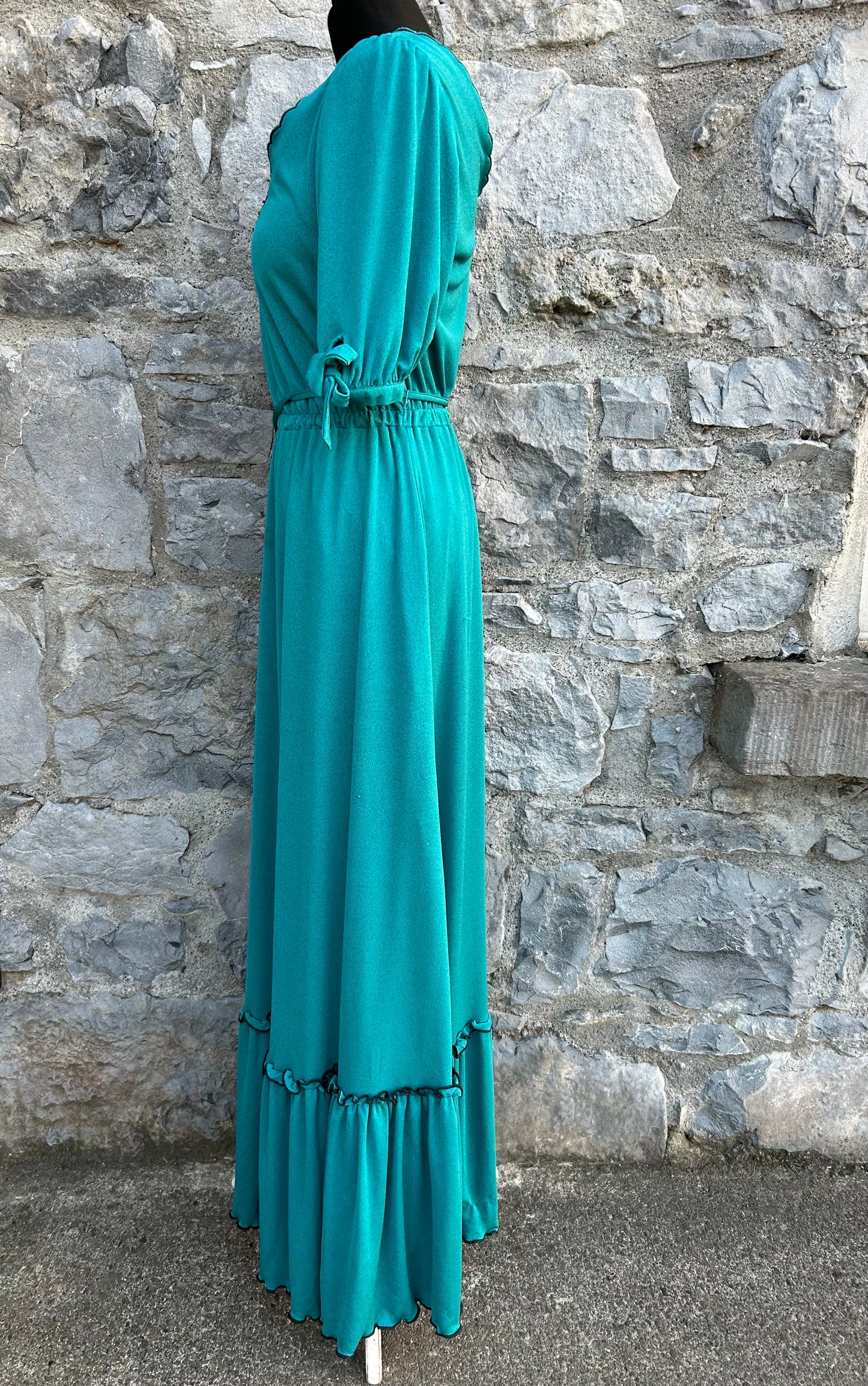 80s teal maxi dress uk 10-12