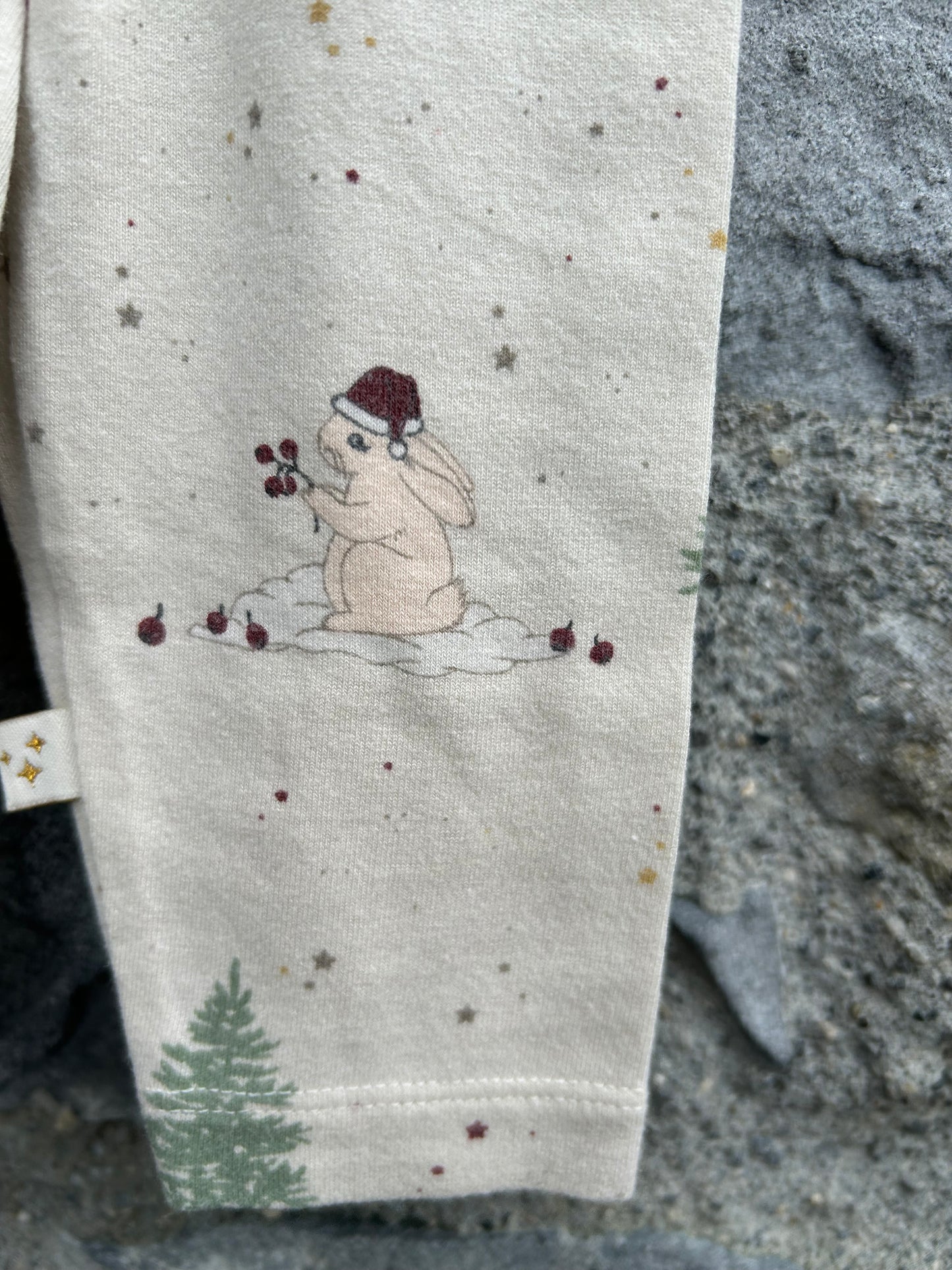 Christmas bunnies beige leggings  0-3m (56-62cm)