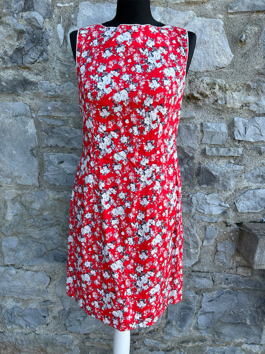 90s red floral dress uk 8