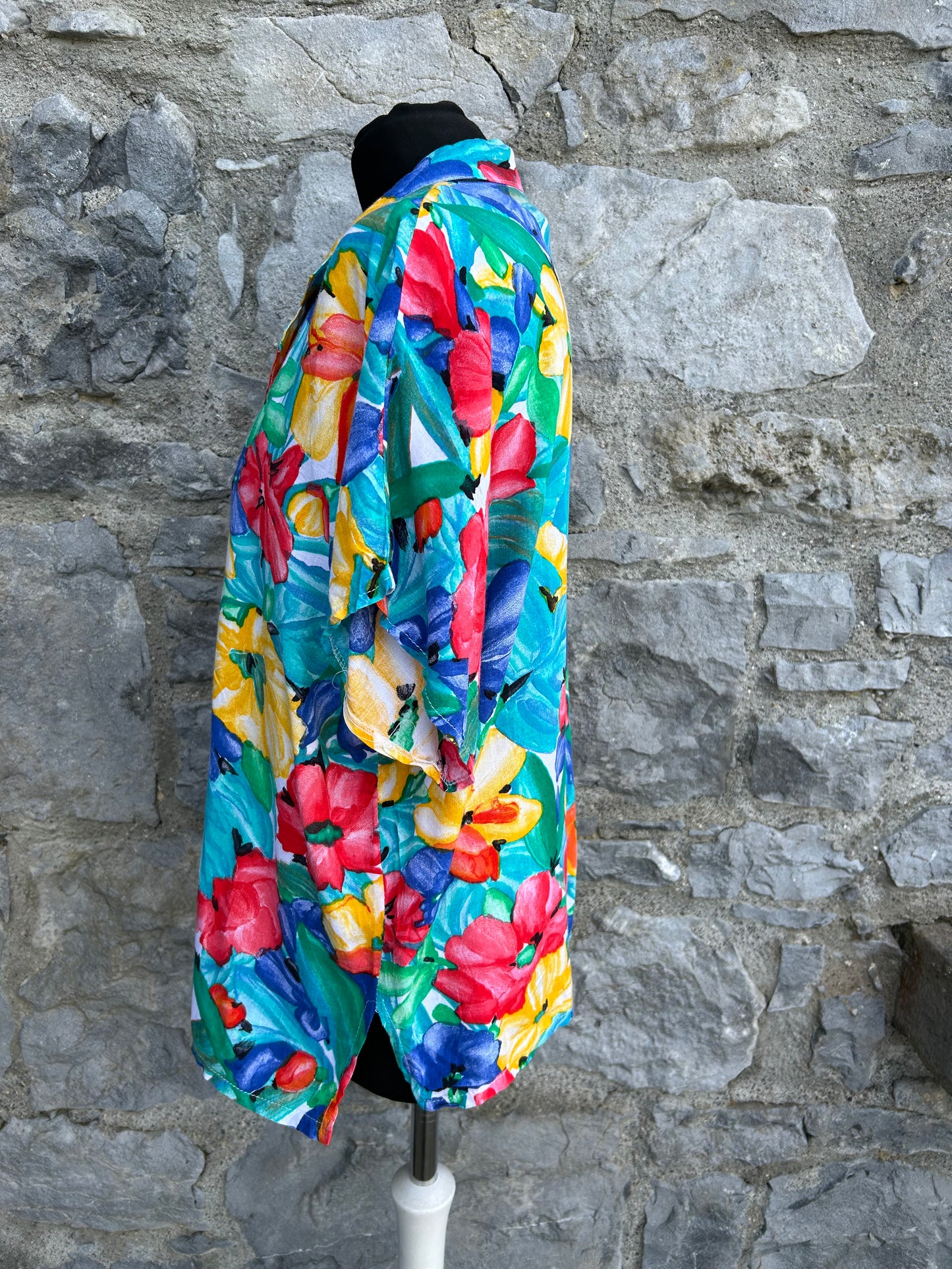 80s colourful flowers shirt uk 12-14