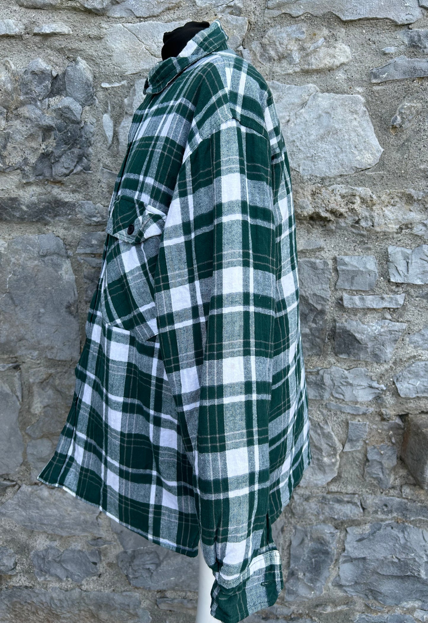 Green check lined overshirt Medium