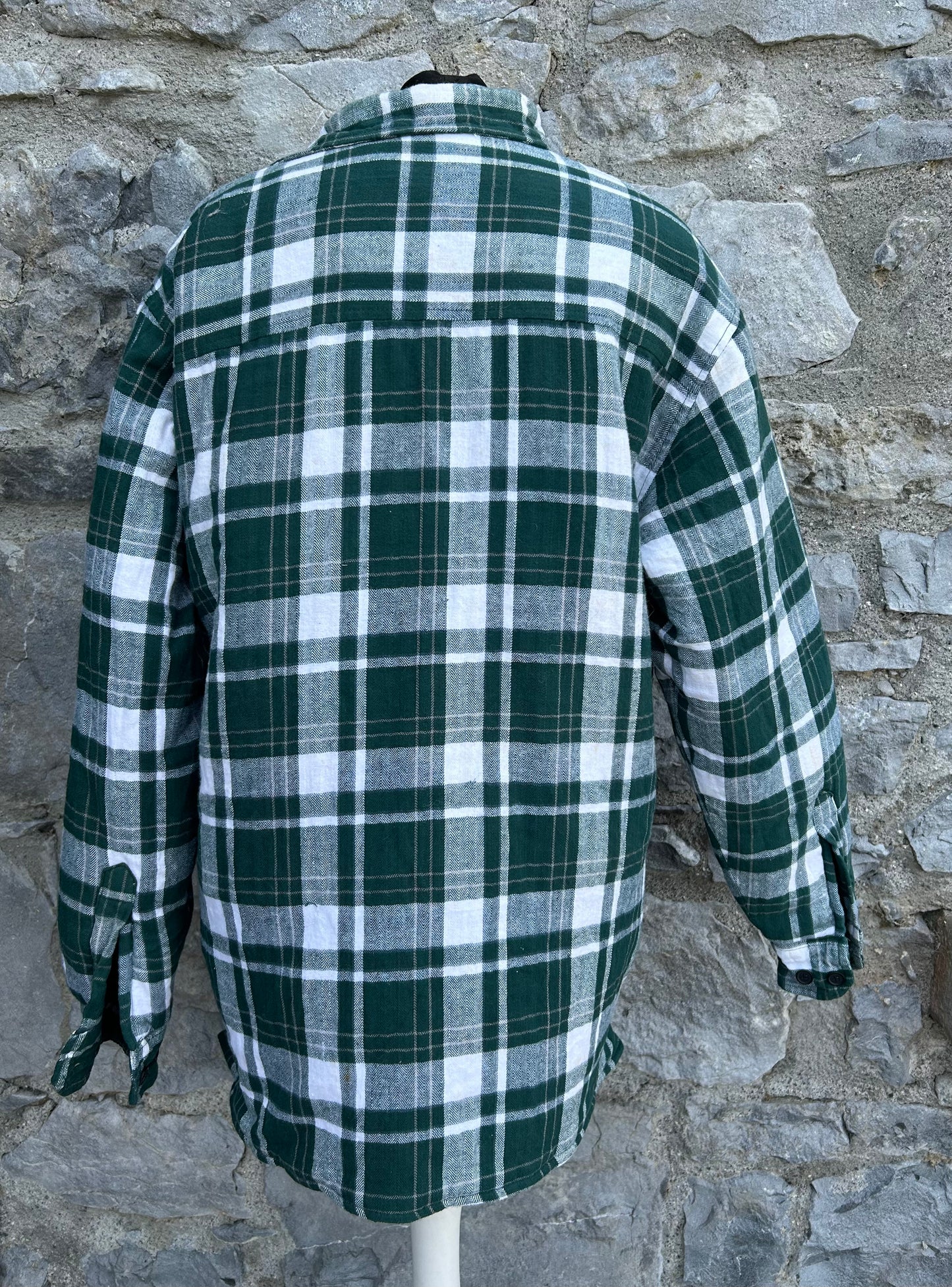 Green check lined overshirt Medium