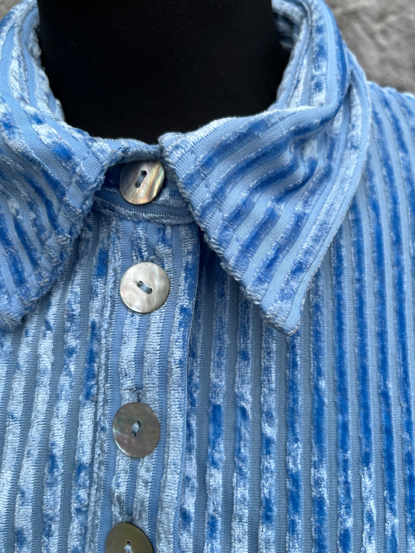 90s blue ribbed shirt uk 10-12