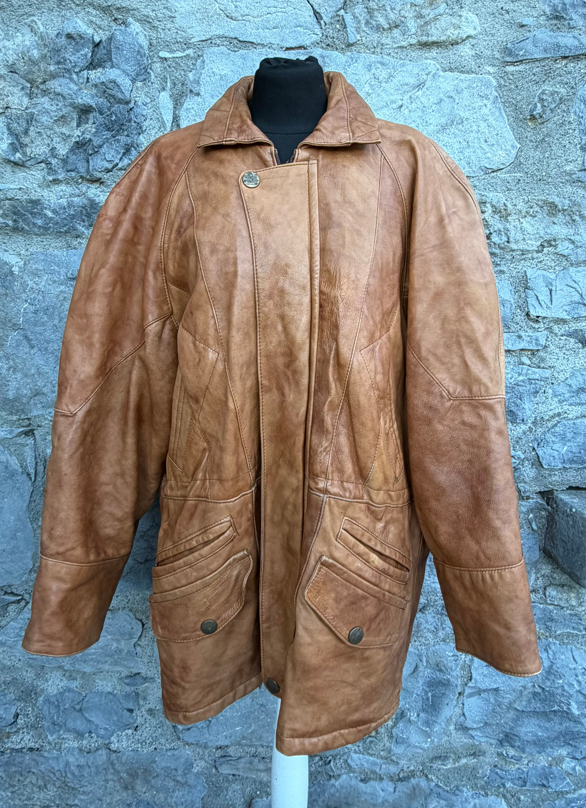 80s brown leather coat Medium