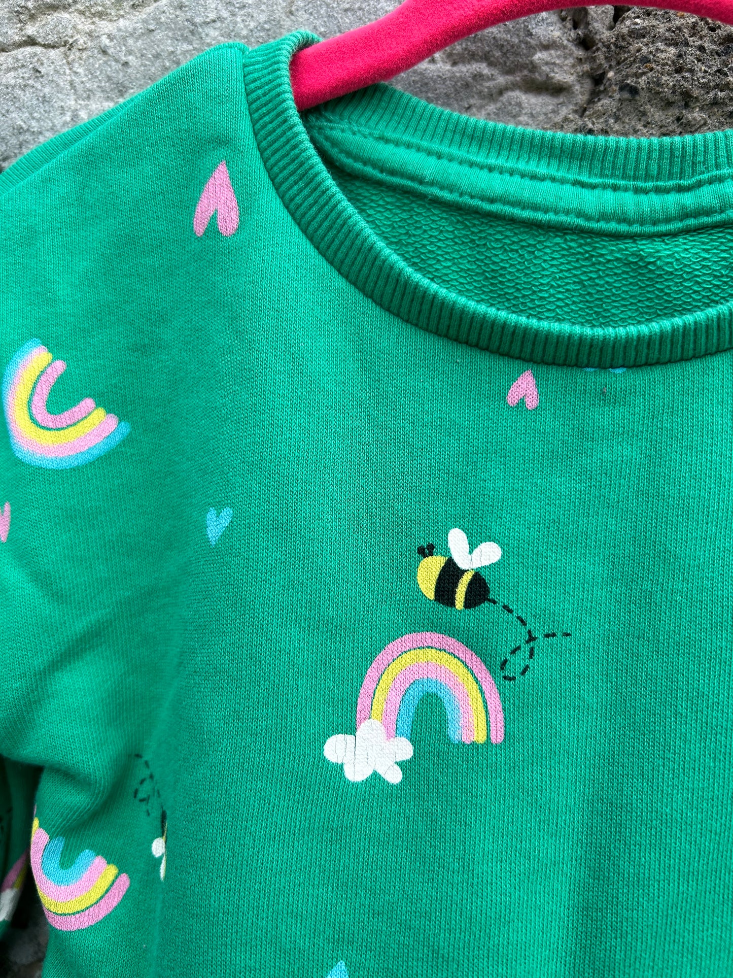 Bees&rainbows green dress   2-3y (92-98cm)