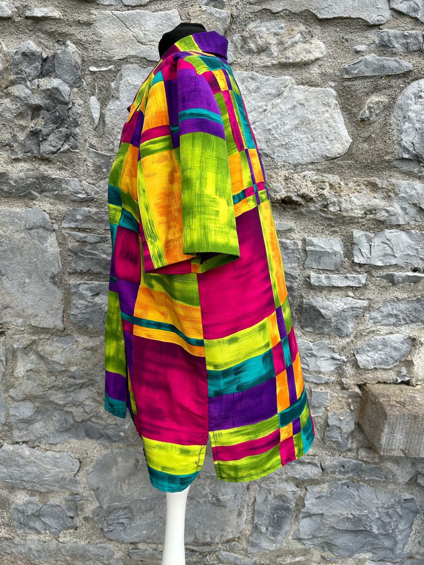 90s colourful squares shirt uk 14