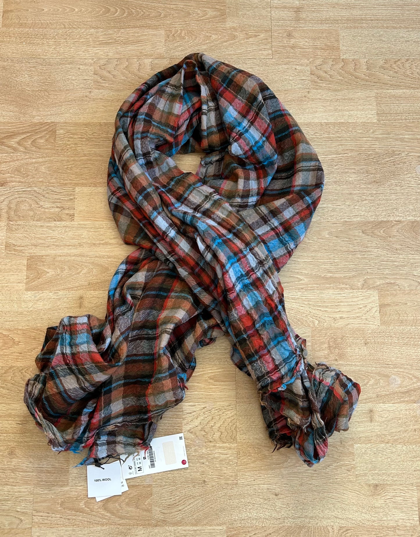 Red&beige wool scarf