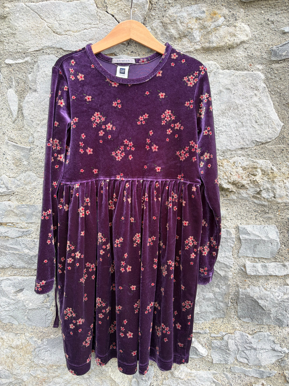 Purple floral velvet dress  7-8y (122-128cm)
