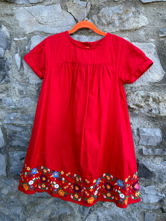 Embroidered red dress  6-7y (116-122cm)