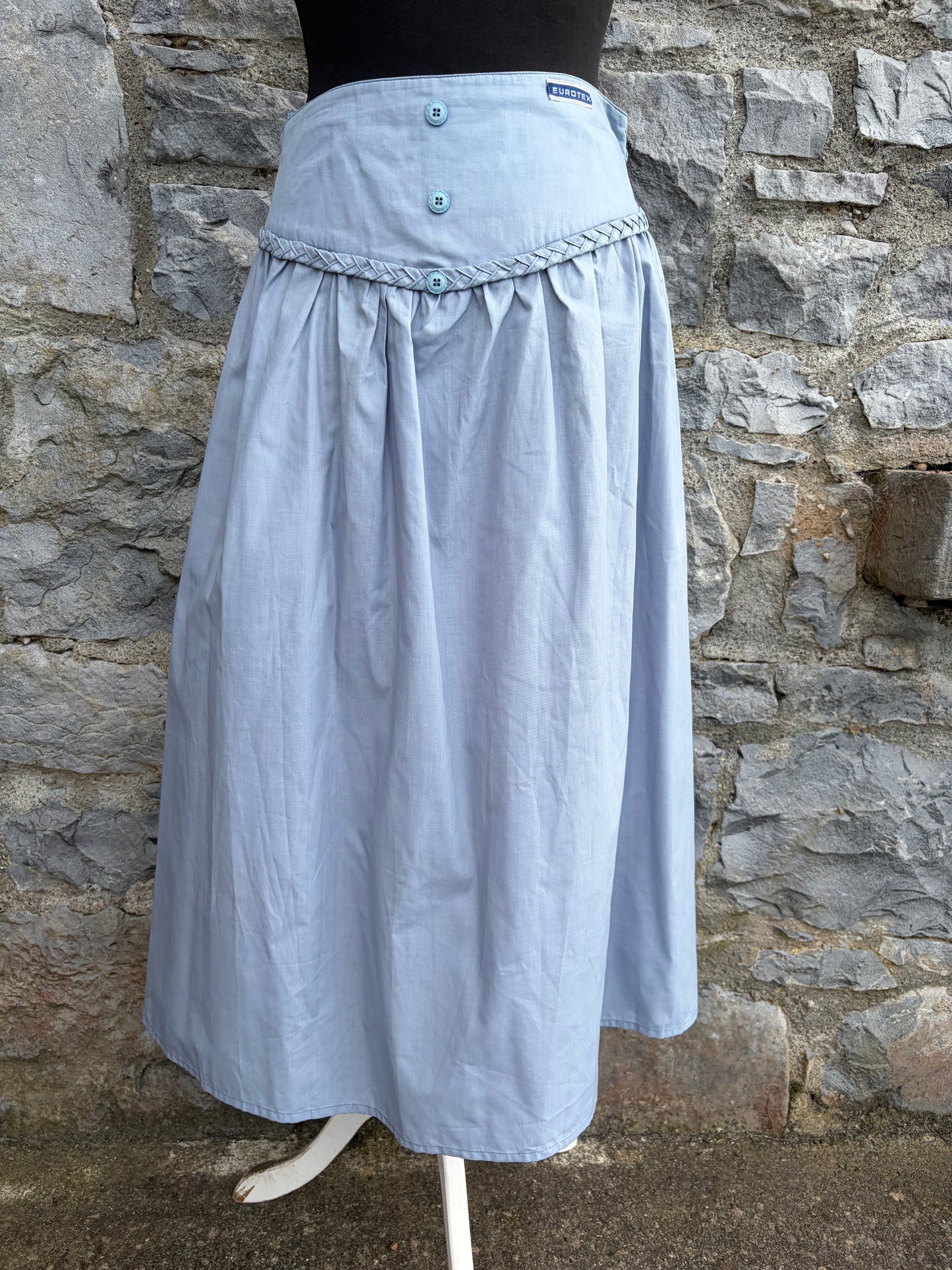 80s light blue midi skirt uk 8-10
