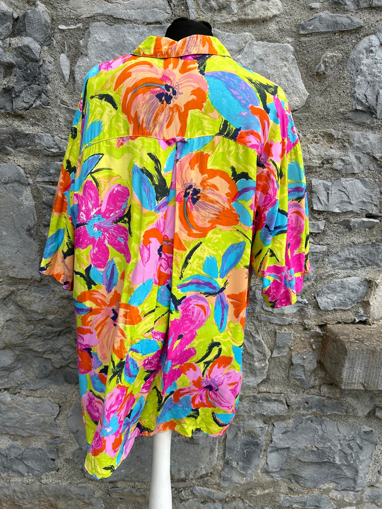 80s colourful floral shirt uk 16-18