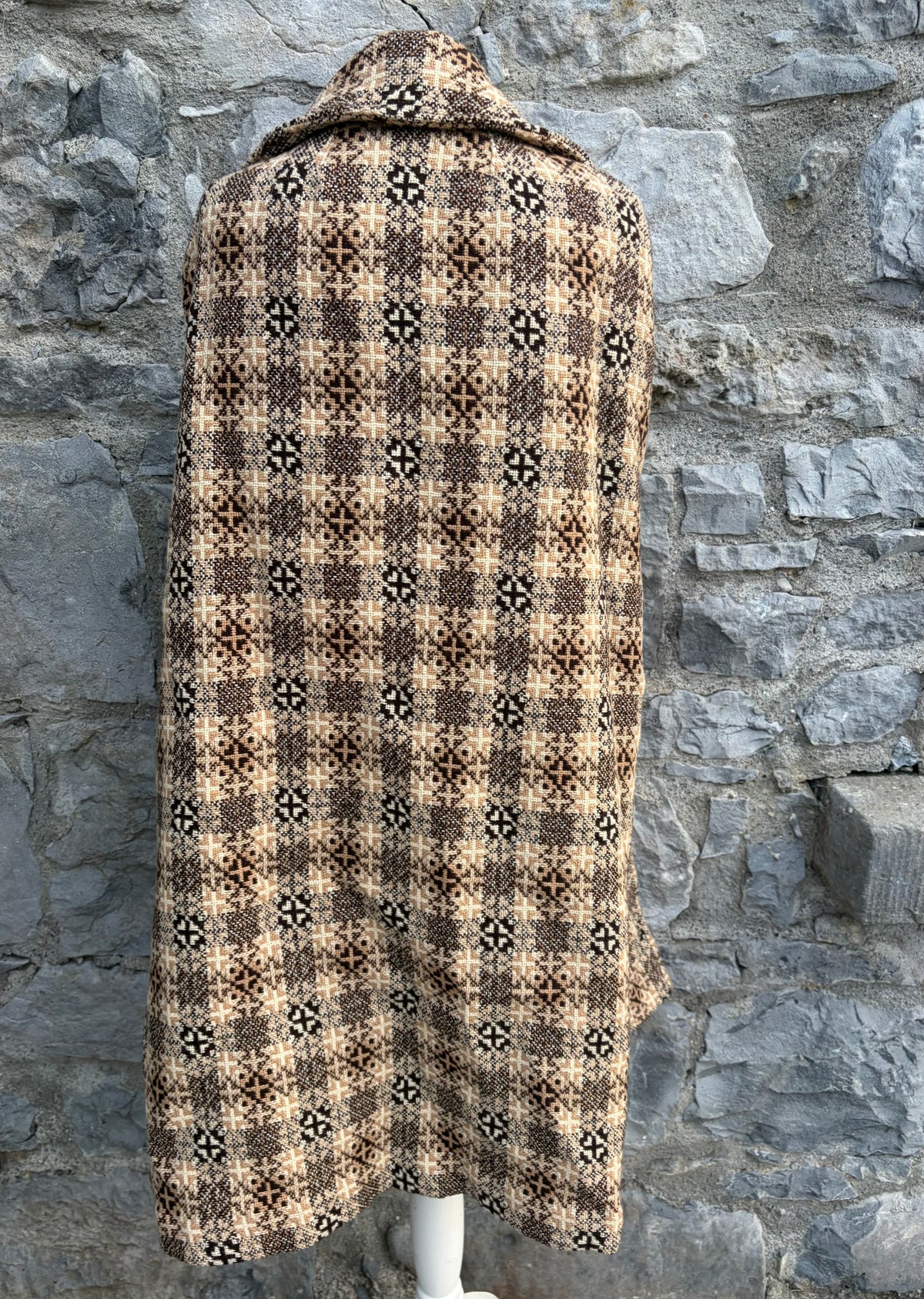 80s brown check wool cape uk 8-10