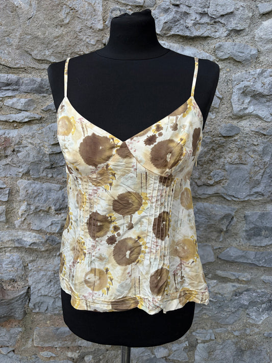 Y2K mega dots beige silk top uk 6-8
