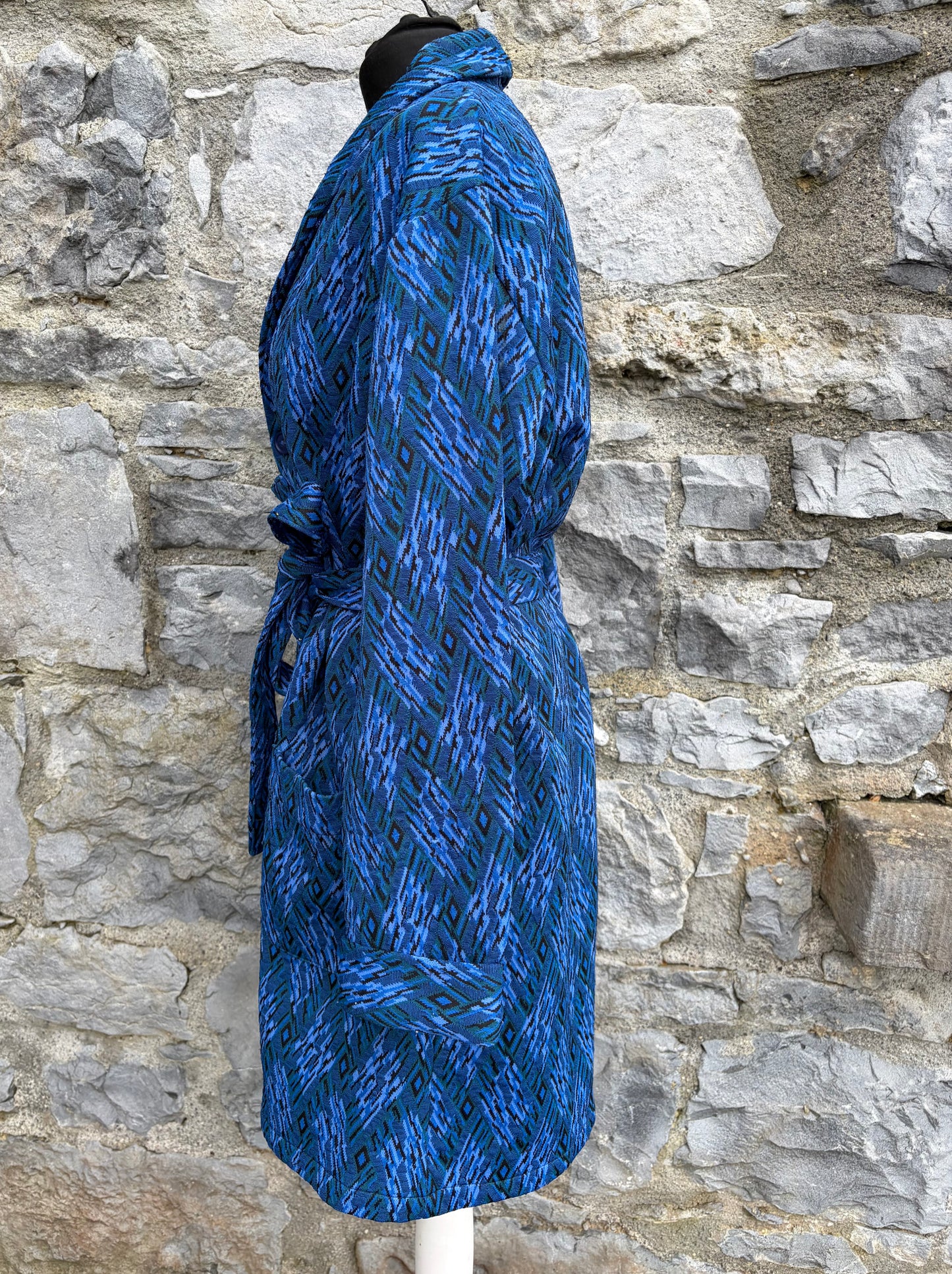 80s blue chevron coat uk 12