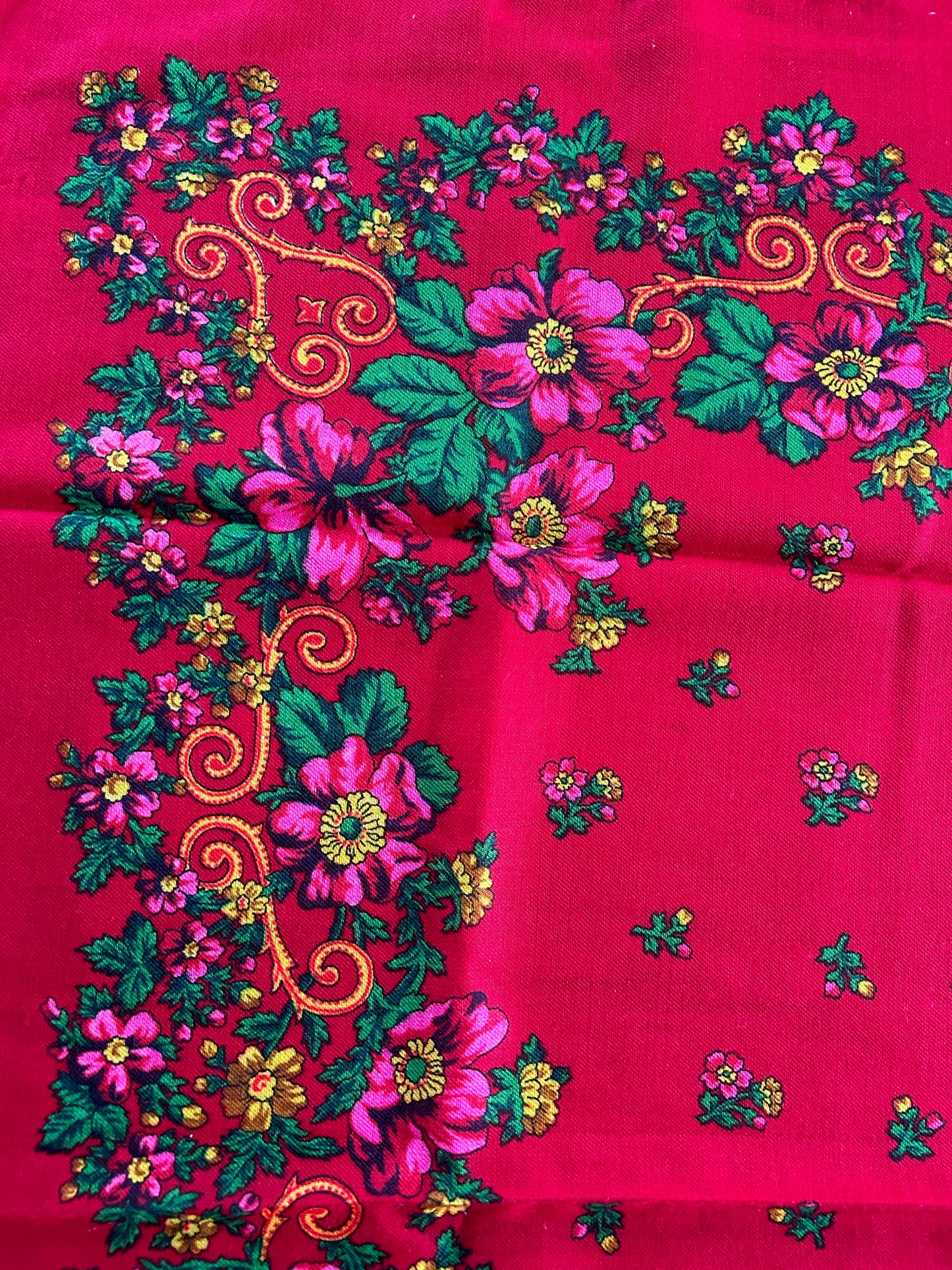 Red floral square scarf