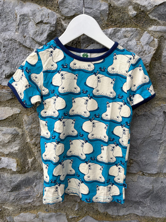 Hippos blue T-shirt 4-5y (104-110m)