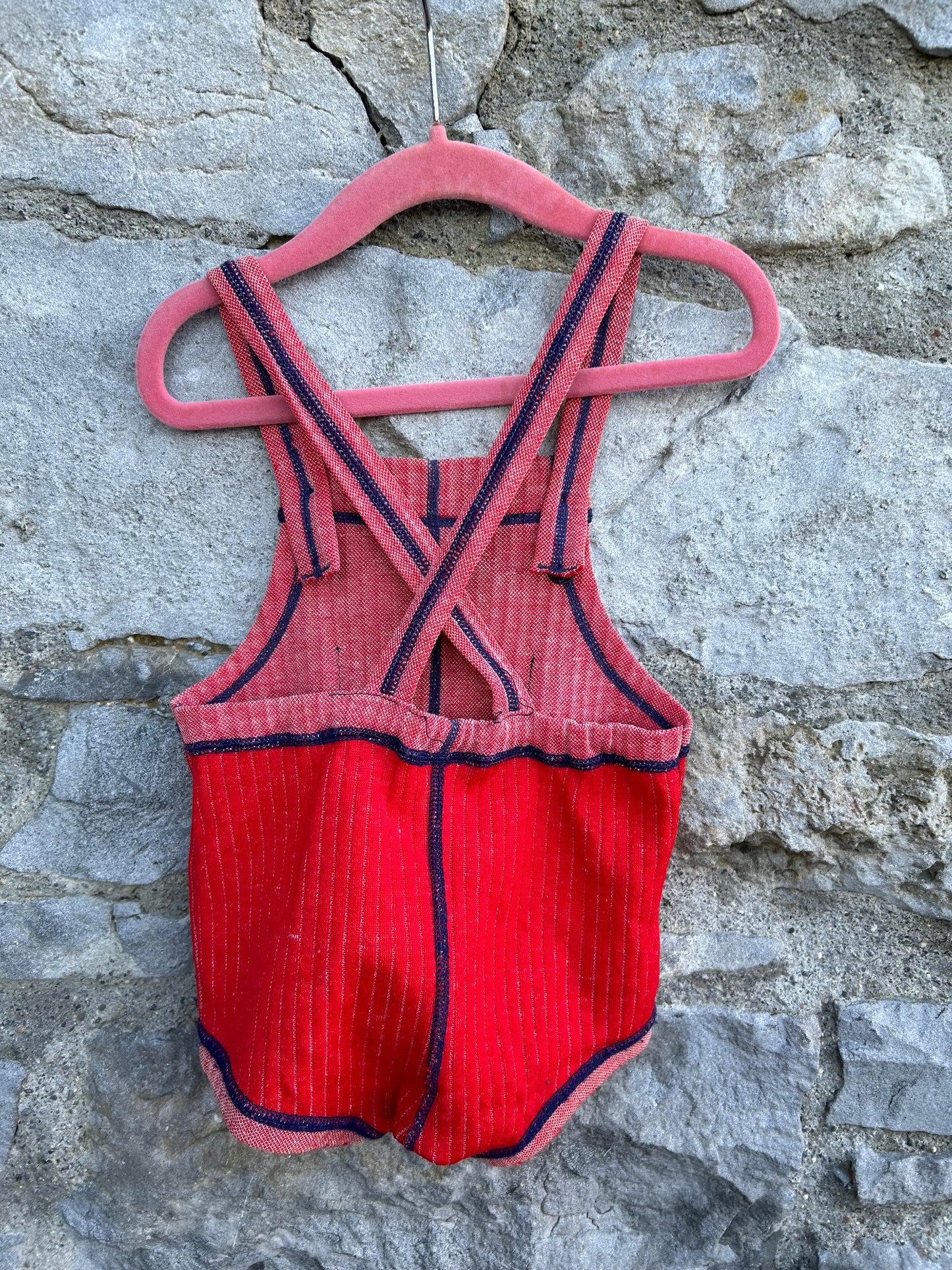 70s red short dungarees   12-18m (80-86cm)