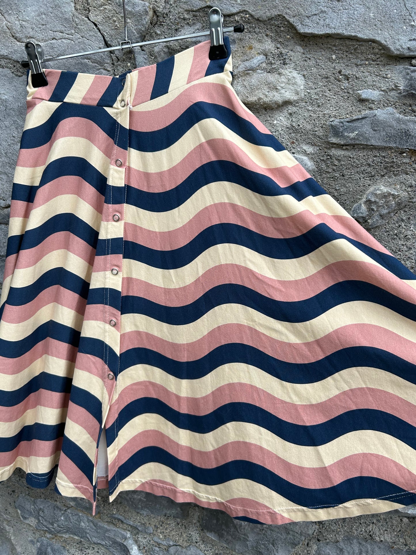 Pink&navy waves midi skirt  8-9y (128-134cm)