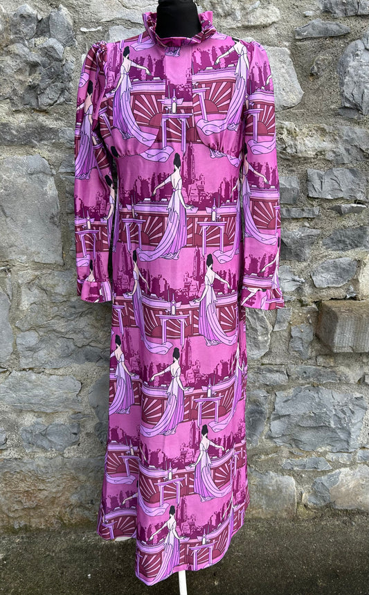 Art deco pink maxi dress uk 12