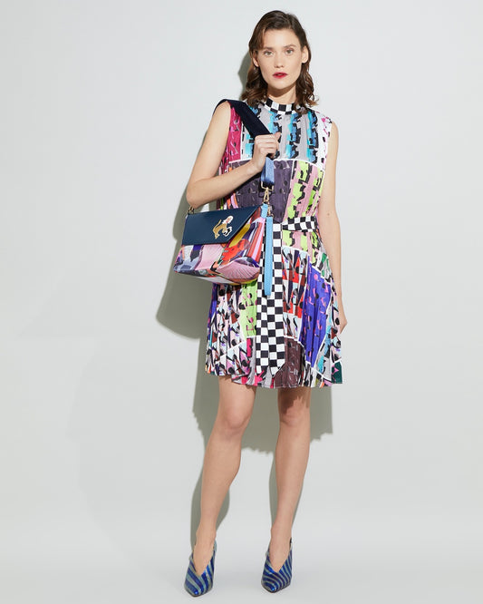 Abstract colourful pleated dress uk 12-14