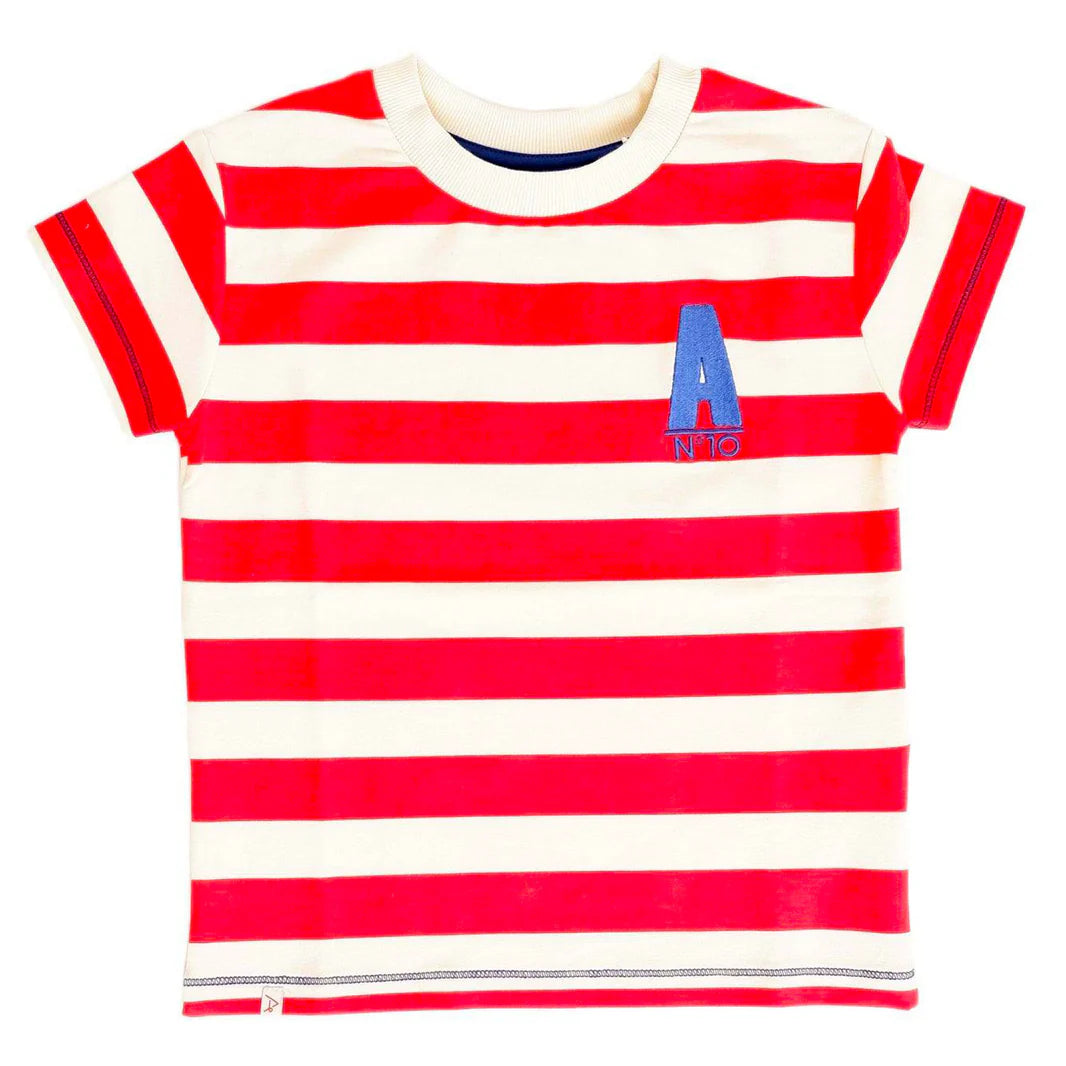 Red stripy t-shirt   9y (134cm)