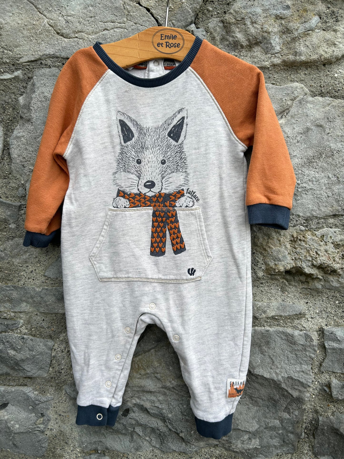 Winter fox raglan sweat onesie 6-9m (68-74cm)