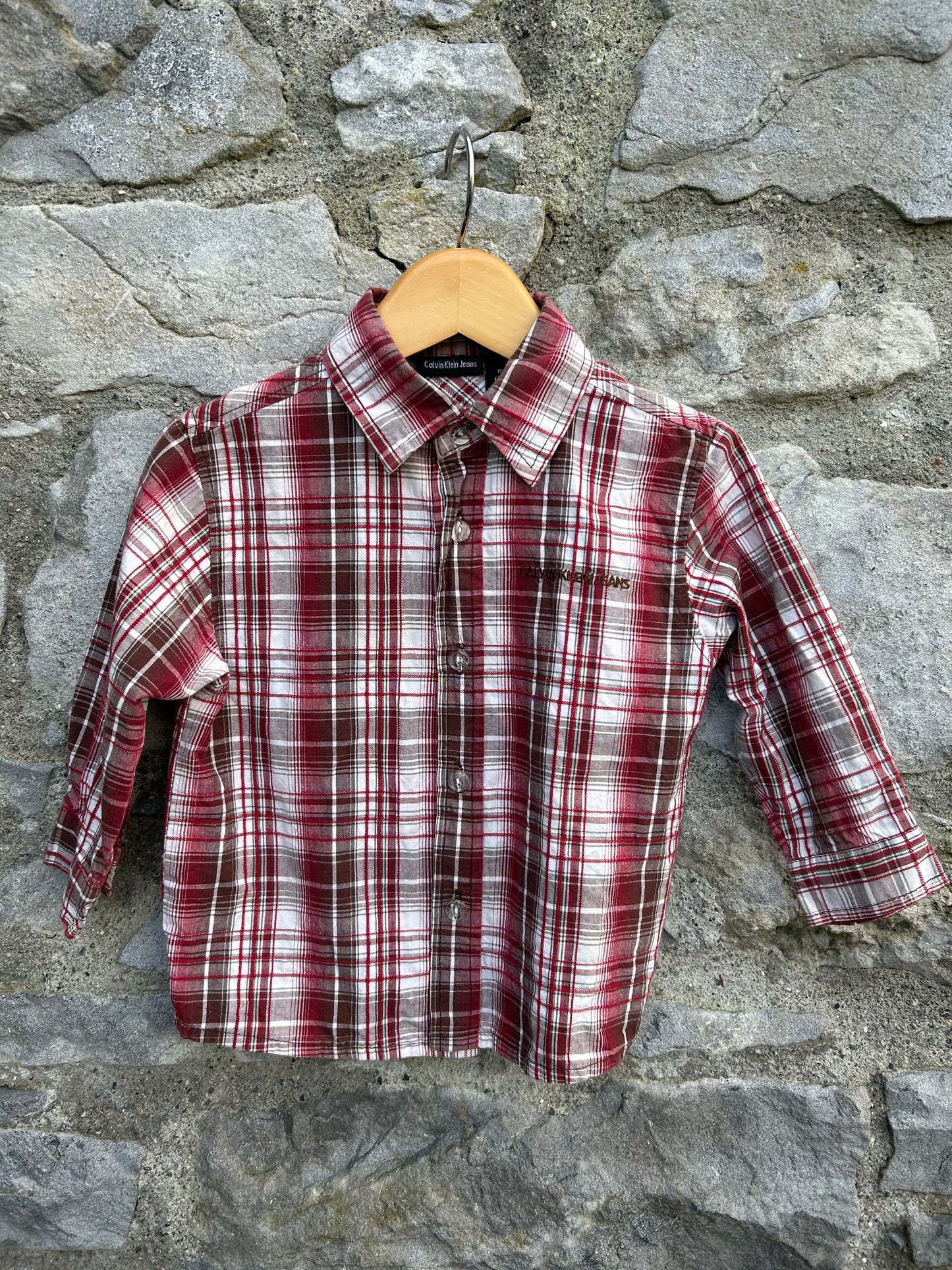 Maroon check shirt  18m (86cm)