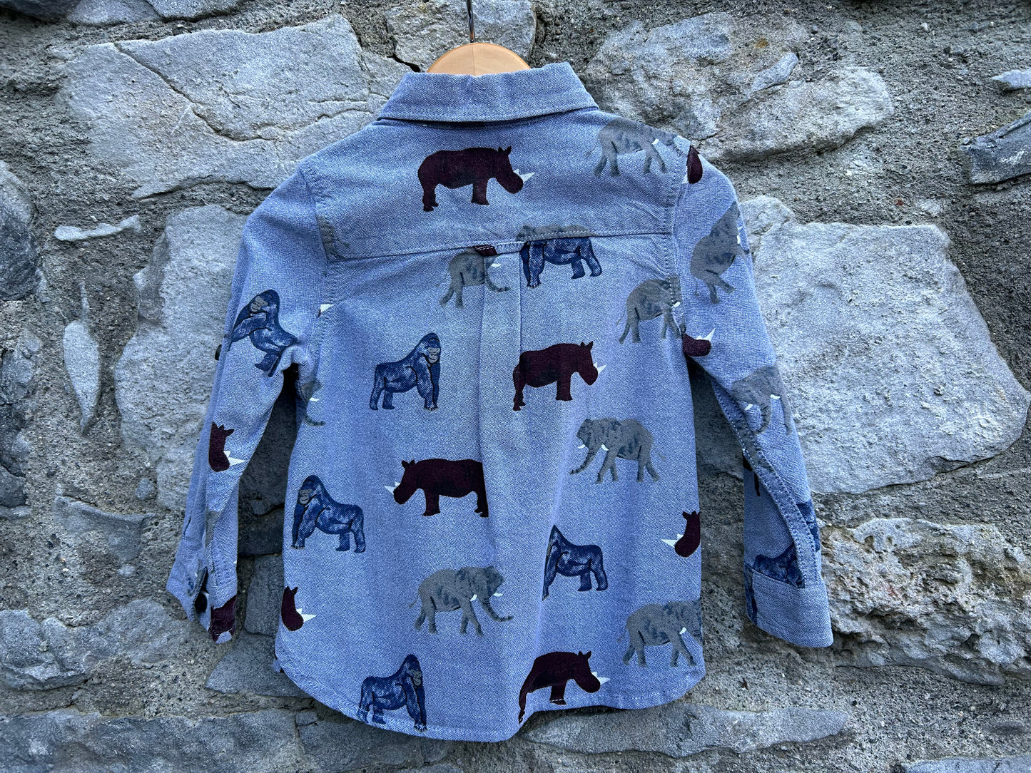 Wild animals blue shirt   12-18m (80-86cm)